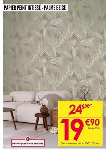 Papier peint intissé - palme beige