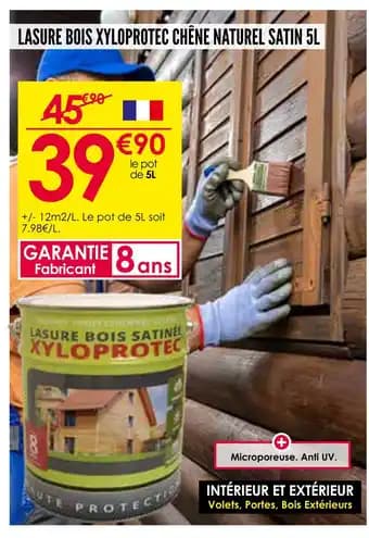 Lasure bois satinée xyloprotec chêne naturel satin 5l