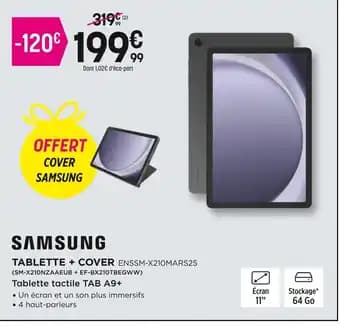 SAMSUNG Tablette + cover enssm-x210mars25 (sm-x210nzaaeub + ef-bx210tbegww)