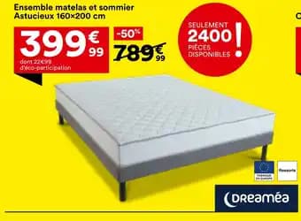 Ensemble matelas et sommier Astucieux 160 x 200 cm