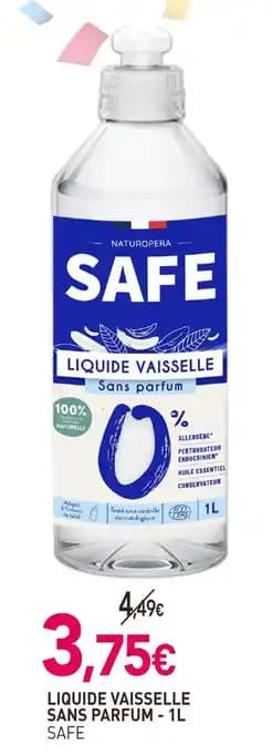 SAFE Liquide vaisselle sans parfum - 1L