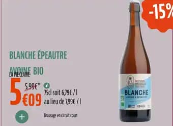 LA VIE CLAIRE Blanche épeautre avoine bio 75 cl