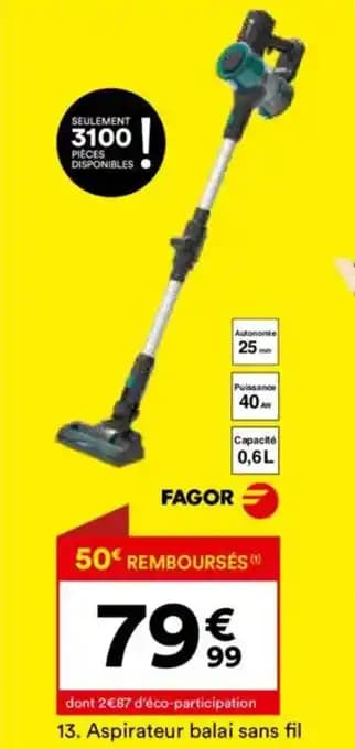 FAGOR Aspirateur balai sans fil