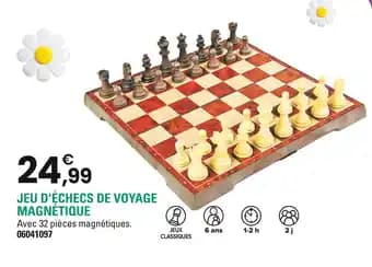 Jeu d'échecs de voyage magnétique