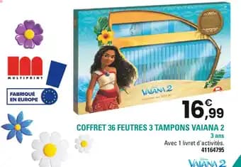 Disney Coffret 36 feutres 3 tampons Vaiana 2
