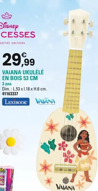 LEXIBOOK Vaiana ukulélé en bois 53 cm