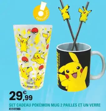 Pokémon Set cadeau Pokémon mug 2 pailles et un verre
