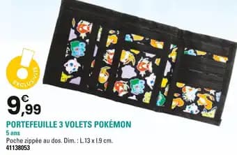 Pokémon Portefeuille 3 volets