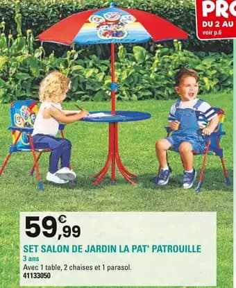 Set salon de jardin la pat' patrouille