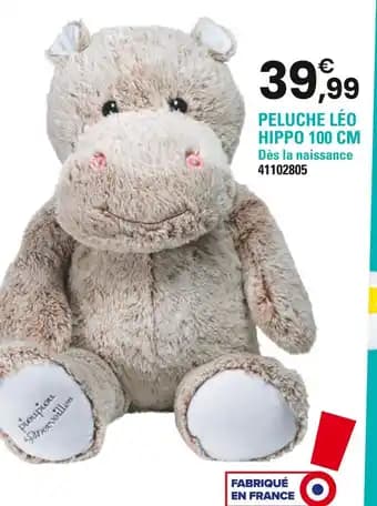 Peluche léo hippo 100 cm