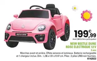 VOLKSWAGEN New beetle dune rose électrique 12 v