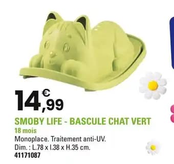 SMOBY LIFE Bascule chat vert