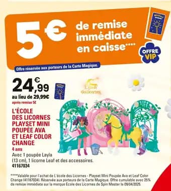 L'école des licornes playset mini poupée ava et leaf color change