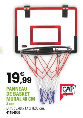 Cap Panneau de basket mural 40 cm