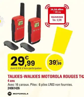 MOTOROLA Talkies-walkies rouges T42