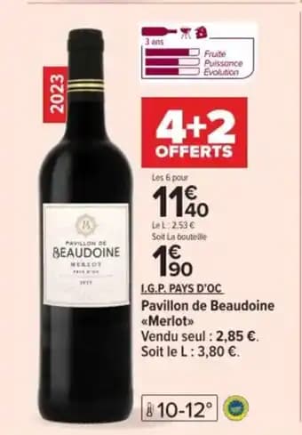 I.G.P. PAYS D'OC Pavillon de Beaudoine Merlot