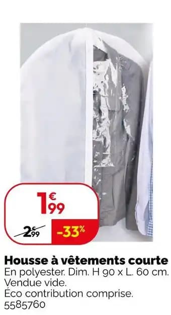 Housse à vêtements courte