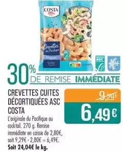 Costa - crevettes cuites décortiquées asc