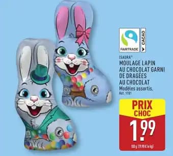ISAURA® Moulage lapin au chocolat garni de dragées au chocolat 100 g