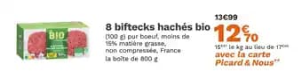 PICARD 8 biftecks hachés bio