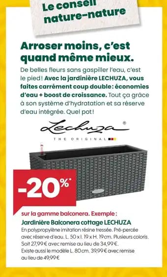 LECHUZA -20% sur la gamme balconera. Exemple : jardinière balconera cottage lechuza