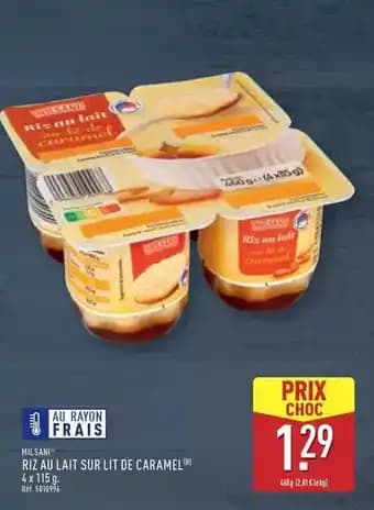 Riz au lait sur lit de caramel