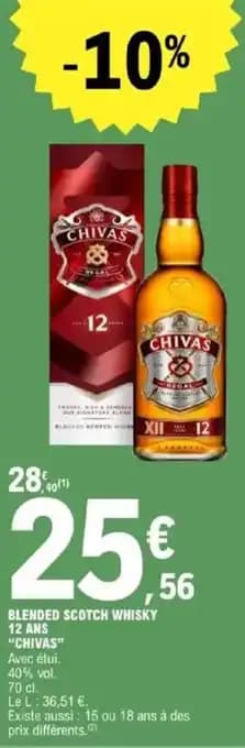 "CHIVAS" Blended scotch whisky 12 ans 70 cl