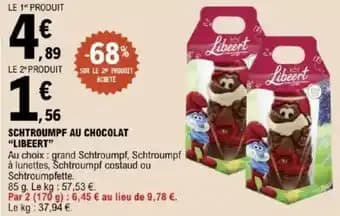 "LIBEERT" Schtroumpf au chocolat 85 g