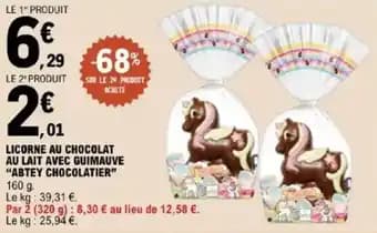 "ABTEY CHOCOLATIER" Licorne au chocolat au lait avec guimauve 160 g