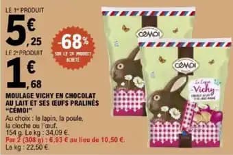CÉMOI Moulage vichy en chocolat au lait et ses (eufs pralinés 154 g