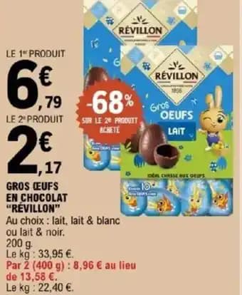 "RÉVILLON" Gros ceufs en chocolat 200 g