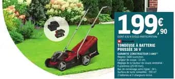 Promotion Exclusives de 37
            
        
        Tondeuse à batterie : Découvrez l'Offre incontournable