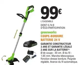 GREENWORKS Coupe-bordure batterie 24 v