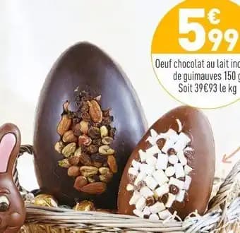 Oeuf chocolat au lait incrusté de guimauves 150 g