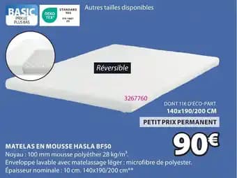 Matelas en mousse hasla bf50