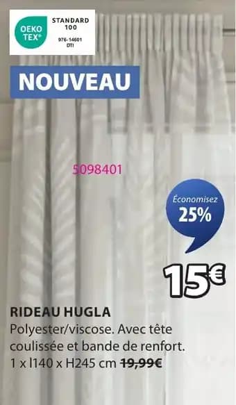Rideau hugla 1 x 140 x 245 cm