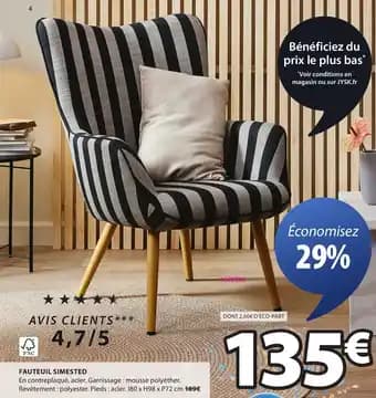 Fauteuil simested 180 x 98 x 72 cm