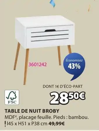 Table de nuit broby 145 x 51 x 38 cm