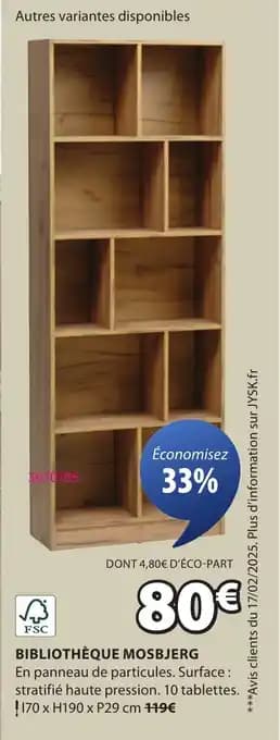 Bibliothèque mosbjerg 170 x 190 x 29 cm