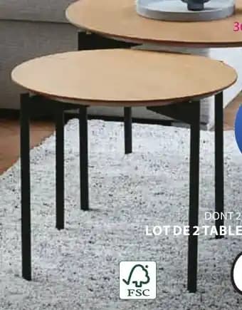 Tables gigognes brabrand 70 x 50 x 45/42 cm