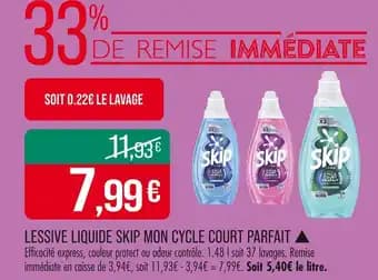 SKIP Lessive liquide mon cycle court parfait