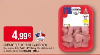 MAITRE COQ Cubes de filet de poulet