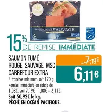 Carrefour Extra Saumon fumé rouge sauvage MSC