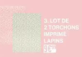 Lot de 2 torchons imprimé lapins