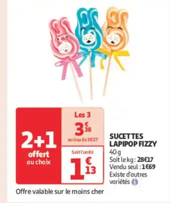 Sucettes lapipop fizzy 40 g