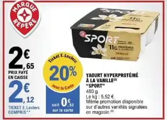 "SPORT" Yaourt hyperprotéiné à la vanille 480 g