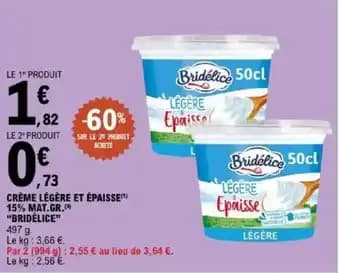 "BRIDÉLICE" Crème légère et épaisse 15% mat.gr. 497 g