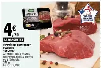 "SOCOPA" 2 pavés de rumsteck l'absolu 240 g