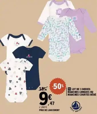 Lot de 3 bodies manches longues oụ manches courtes bébé