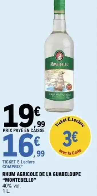 MONTEBELLO Rhum agricole de la guadeloupe 1 l